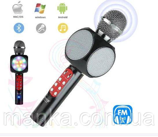 Дитячий Бездротовий мікрофон караоке Wster WS-1816 з функцією зміни голосу Чорний, фото 1