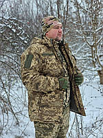 Трьохшаровий бушлат піксель ЗСУ, утеплений армійський бушлат (синтепон+фліс)