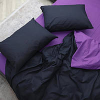 Евро однотонный комплект постельного белья " Черный, фиолетовый, сиреневый ", бязь голд люкс "Виталина"