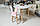 Дитячий білий круглий стіл і стільчик вушка зайчика біло-рожеві. Столик для ігор, уроків, їжі. Білий столик, фото 7