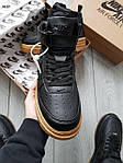Чоловічі зимові кросівки Nike Air Force 1 Hight Gore-Tex (чорні) високі молодіжні термокеди 943TP топ, фото 5