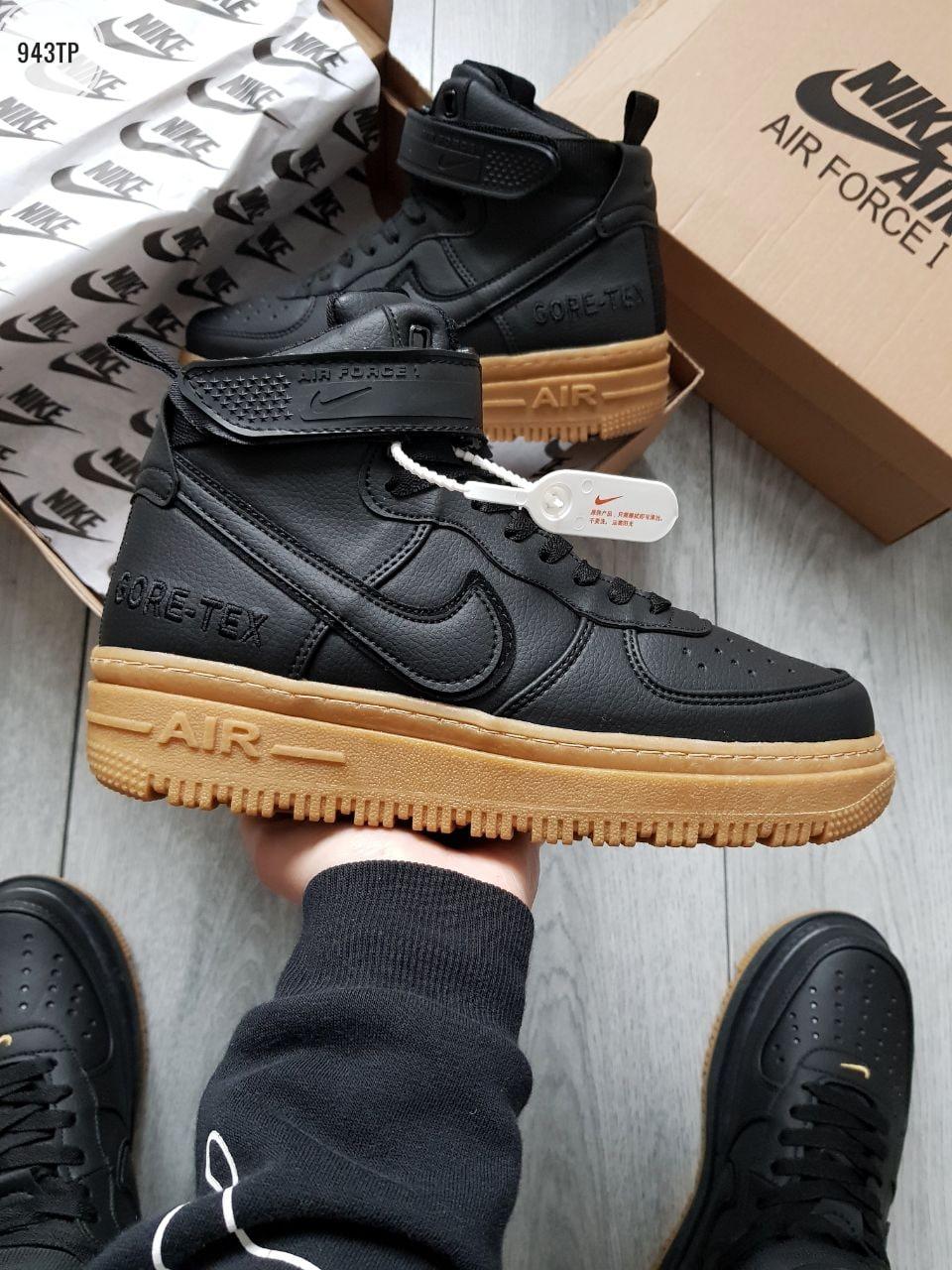 Чоловічі зимові кросівки Nike Air Force 1 Hight Gore-Tex (чорні) високі молодіжні термокеди 943TP топ