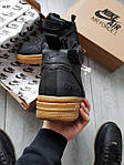Чоловічі зимові кросівки Nike Air Force 1 Hight Gore-Tex (чорні) високі молодіжні термокеди 943TP топ, фото 7