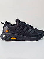 Мужские зимние кроссовки Adidas Cloudfoam Black Orange (чёрные с оранжевым) модные утеплённые кроссы 1416