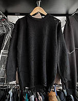 Мужской лонгслив вязаный оверсайз (черный) Ssw72 красивый модный стильный джемпер со спущенными петлями топ XL