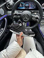 Женские кроссовки Nike Air Jordan 4 Retro SE Black Canvas (чёрные с серым) крутые повседневные кроссы 2781