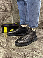 Мужские зимние ботинки CASUAL (чёрные с тёмно-синим) тёплая модная молодёжная обувь с мехом F3001 5 cross 41