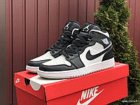 Мужские кроссовки Nike Air Jordan (чёрные с белым) высокие молодёжные демисезонные кеды В11062 cross