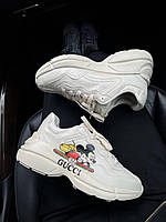 Женские кроссовки Disney x Gucci (молочные с Микки Маусом) модные повседневные кроссы Gc004 cross