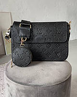 Женская подарочная сумка Louis Vuitton Multi Pochette Black (черная) torba0009 модная стильная экокожа cross