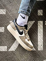 Чоловічі кросівки Nike Air Force Low Brown (світло-коричневі з бежевим/чорним) низькі кеди К3599 cross