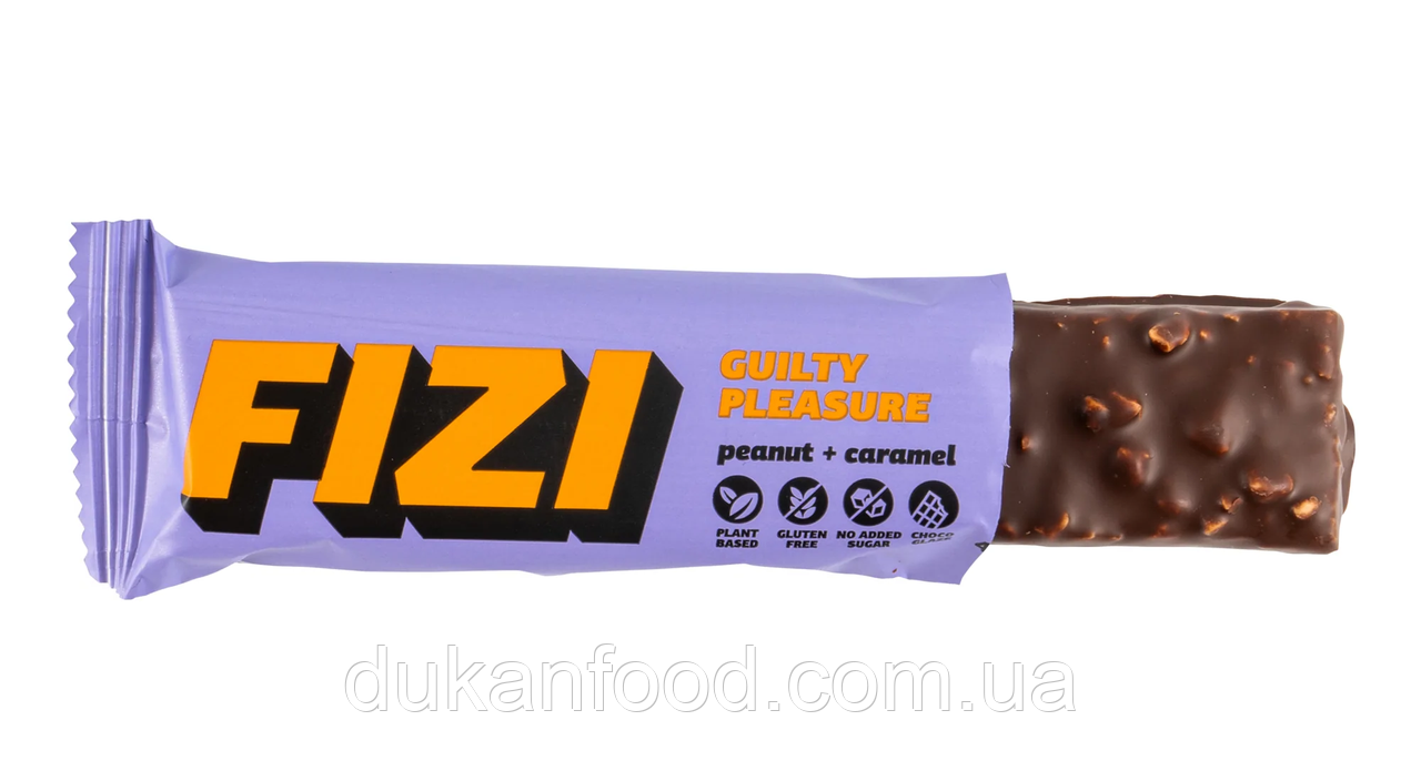 ВЕГАН Батончик шоколадний FIZI "PEANUT + CARAMEL", 45г