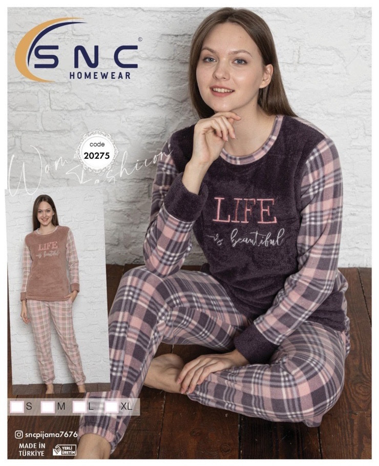 Тепла піжама жіночий костюм для дому фліс із махрою SNC Туреччина карта