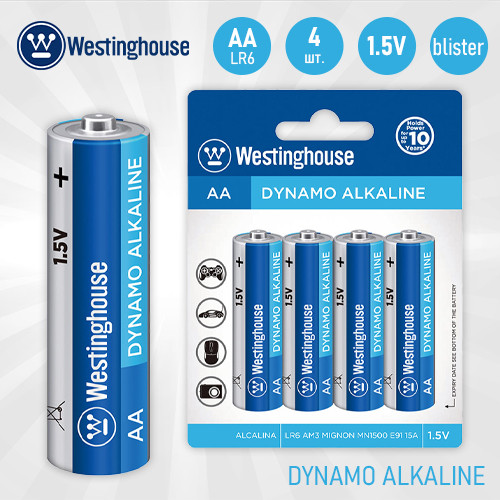 Батарейки AA мізинчикові Westinghouse - АА, LR6, 4 шт / Лужні батарейки
