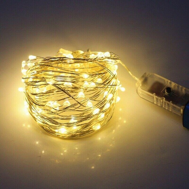 Світлодіодна гірлянда нитка Краплі роси 200 Led 20 м з USB підключенням та пультом ДУ біла тепла (25158-E)