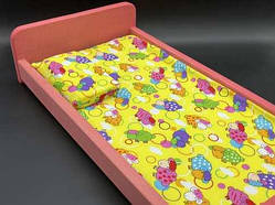 Ліжко для ляльок з екоматеріалу 48х25х10 см (колір рожевий) дерев'яне лялькове ліжечко / Ліжко для ляльок з екоматеріалу 48х25х10