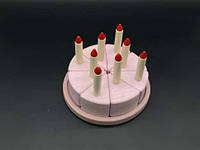 Іграшковий торт зі свічками дерев'яний розвивальний (дитячий ігровий набір із 8 частин)15х5см / Іграшковий