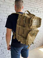 Рюкзак тактический военный, объемом 37 литров, ISARM цвет Coyote, водостойкий материал, высота 46 см / Рюкзак тактический военный,