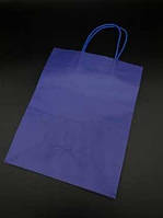 Одноразові паперові екопакети з крафт-паперу колір синій. 21х27х11см / Одноразові паперові екопакети з крафт-паперу колір синій.