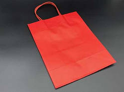 Крафтові подарункові пакети паперові з ручками Колір червоний. 21х27х11см / Крафтові подарункові пакети паперові з ручками Колір