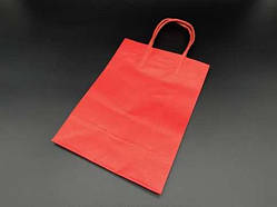 Крафтові подарункові пакети з крученими ручками Колір червоний. 15х8х21см / Крафтові подарункові пакети з крученими ручками Колір
