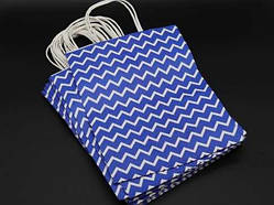 Паперовий пакет із ручкою крафтовий "Хвиля". Колір синій. 21х27х11см / Паперовий пакет із ручкою крафтовий "Хвиля". Колір синій.