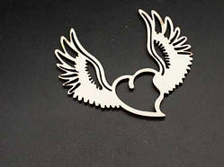 Дерев'яні заготовки з фанери. Серце з крилами. 10х10см / Дерев'яні заготовки з фанери. Серце з крилами. 10х10см