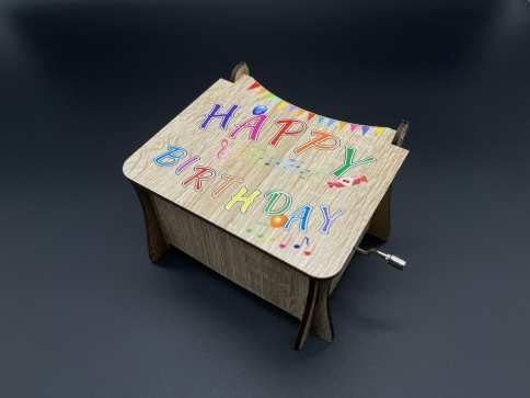 Музична скринька для декупажу Happy Birthday 12х10х8см подарунок на день народження своїми руками / Музична скринька для декупажу