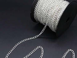 Ланцюжок для брелків декоративний для прикраси. Колір "світле Срібло". 5.2мм / Ланцюжок для брелків декоративний для прикраси.