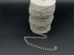 Ланцюжок для брелків декоративний. Колір "світле Срібло". 6,5 мм / Ланцюжок для брелків декоративний. Колір "світле Срібло". 6,5