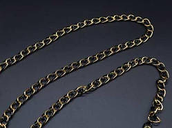 Ланцюжок для сумок з роз'ємними ланками. Колір чорно-золотий. 15мм / Ланцюжок для сумок з роз'ємними ланками. Колір чорно-золотий.