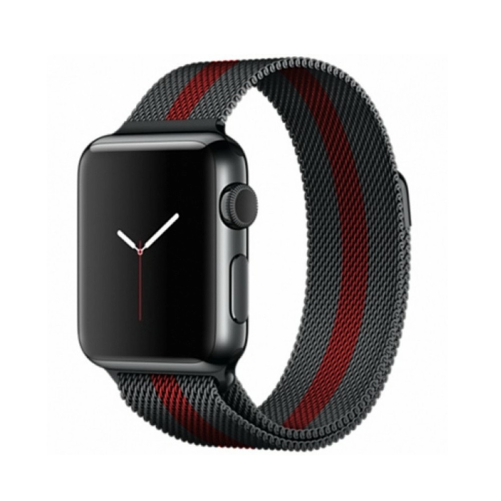 Ремінець для годинника Milanese loop steel bracelet Apple watch, 38-40 мм, Black-red