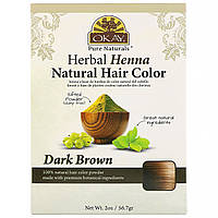 Okay Pure Naturals, Натуральная краска для волос из травяной хны, темно-коричневый, 56,7 г (2 унции) в Украине