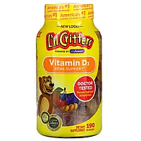 L'il Critters, витамин D3 для поддержки костей, со вкусом натуральных фруктов, 190 жевательных мармеладок в в