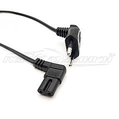 Кабель живлення 220V, 1.2 m, 0.5 mm, 2 pin (для побутової техніки), Black, 90° OEM Q50/500 (мідь)