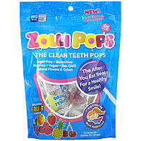 Zollipops, The Clean Teeth Pops, леденцы для чистки зубов, клубника, апельсин, малина, вишня, виноград, в в