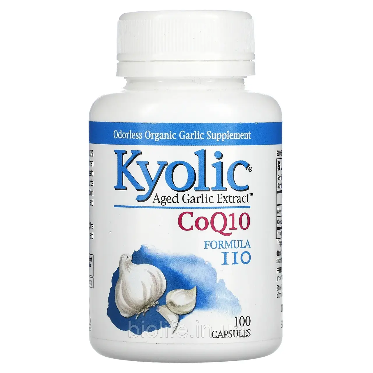Kyolic, Aged Garlic Extract, CoQ10, формула 110, 100 капсул в Украине - фото 1 - id-p1729390296