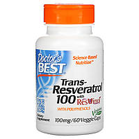 Doctor's Best, транс-ресвератрол 100 с ResVinol, 100 мг, 60 вегетарианских капсул в Украине