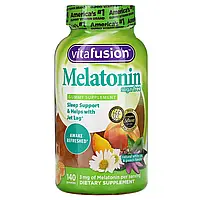 VitaFusion, мелатонин, со вкусом натурального белого чая и персика, без сахара, 140 жевательных конфет в в