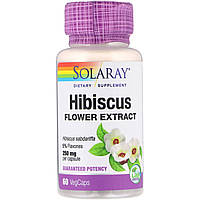 Solaray, Экстракт цветков гибискуса, 250 мг, 60 растительных капсул в Украине