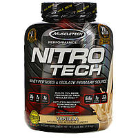 Muscletech, Nitro Tech, основной источник пептидов и изолята сывороточного белка со вкусом ванили, 1,81 кг (4