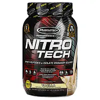 Muscletech, Nitro Tech, сывороточный изолят + смесь для роста сухой мышечной массы, ванильный вкус, 907 г в в