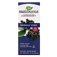 Nature's Way, Sambucus, стандартизированный экстракт бузины, оригинальный сироп, 120 мл (4 жидк. унции) в в