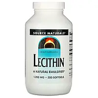 Source Naturals, лецитин, 1200 мг, 200 мягких таблеток в Украине