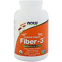 NOW Foods, Сертифицированный органический продукт, Fiber-3, порошок, 454 г (16 унций) в Украине