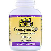 Natural Factors, Кофермент Q10, 100 мг, 240 м'яких желатинових капсул