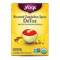 Yogi Tea, Detox, вкус жареного одуванчика и специй, без кофеина, 16 чайных пакетиков, 24 г (0,85 унции) в