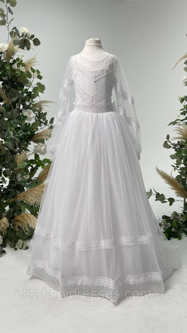 ПРИЧАСТИЕ платье DARINA белое ВЫШИВАНКА - фото 4 - id-p1728972350