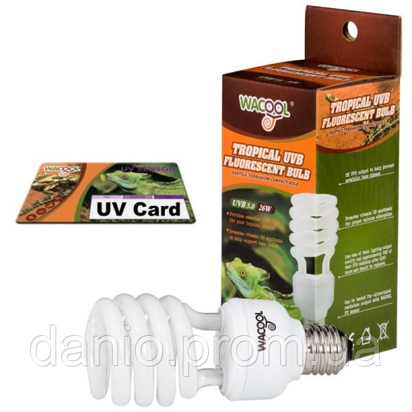 Wacool Люминесцентная лампа Wacool Tropical UVB 5.0 для пустынных рептилий, 26W - фото 1 - id-p1729422892