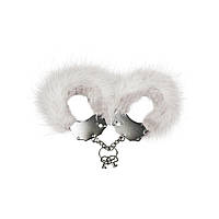 Наручники металеві Adrien Lastic Handcuffs White з білою пухнастою обробкою AD30310
